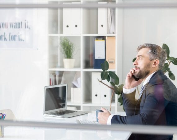 businessman call handling on telephone